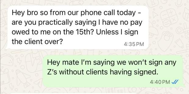 Candoo: won't sign any Z's without clients having signed.